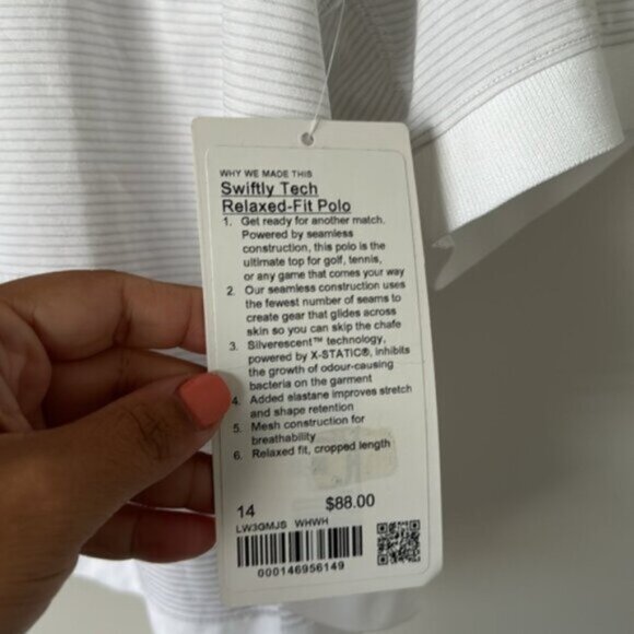 Lululemon Women White Swiftly Tech Relaxed-Fit Polo Shirt Plus Size 14 - Picture 6 of 11